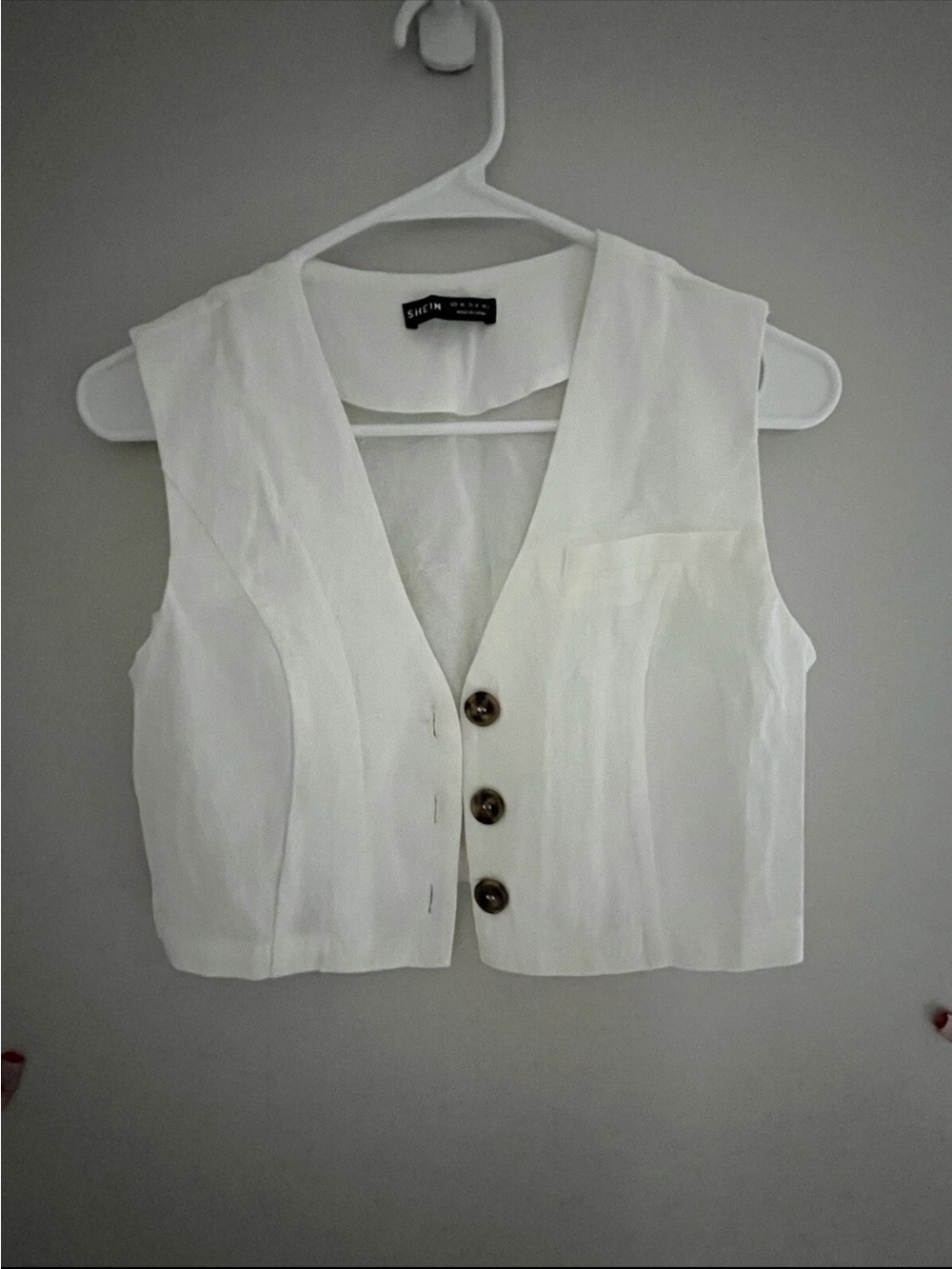 Shein White Cropped Button-Front Vest Top XS